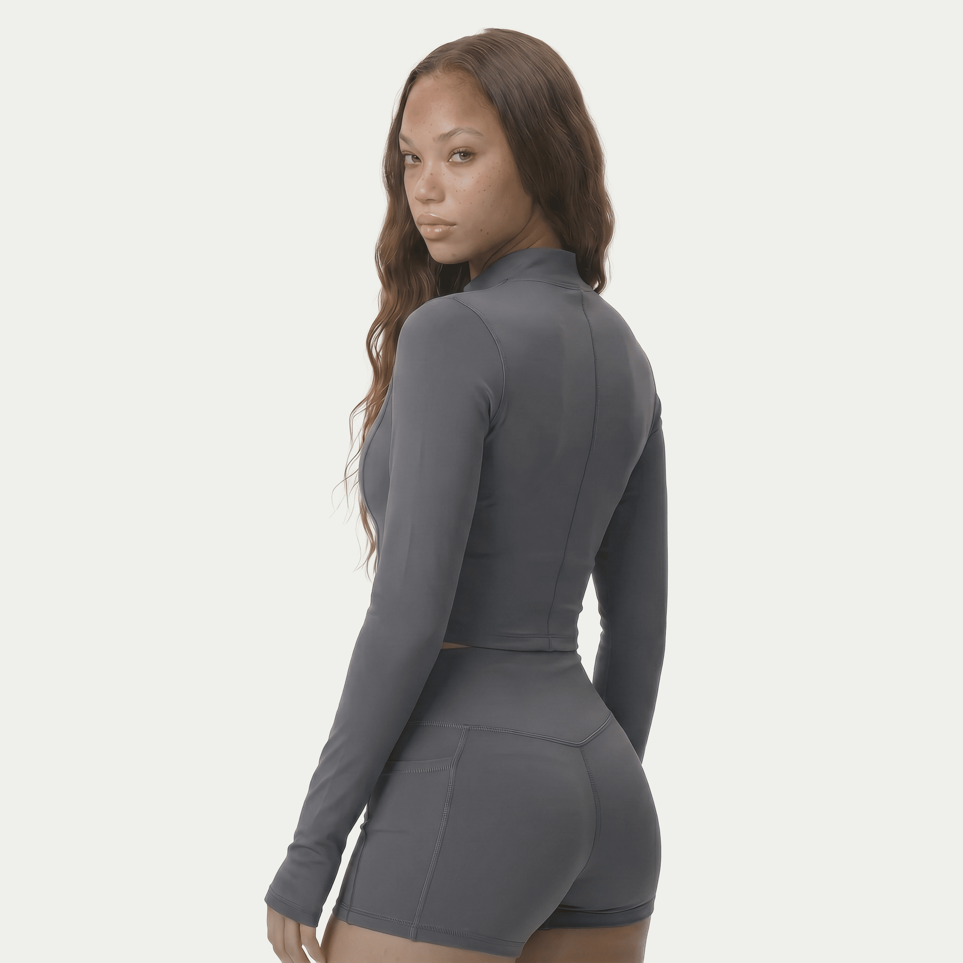 Nairre Women's Jacket & Shorts Set Gray - Nairre