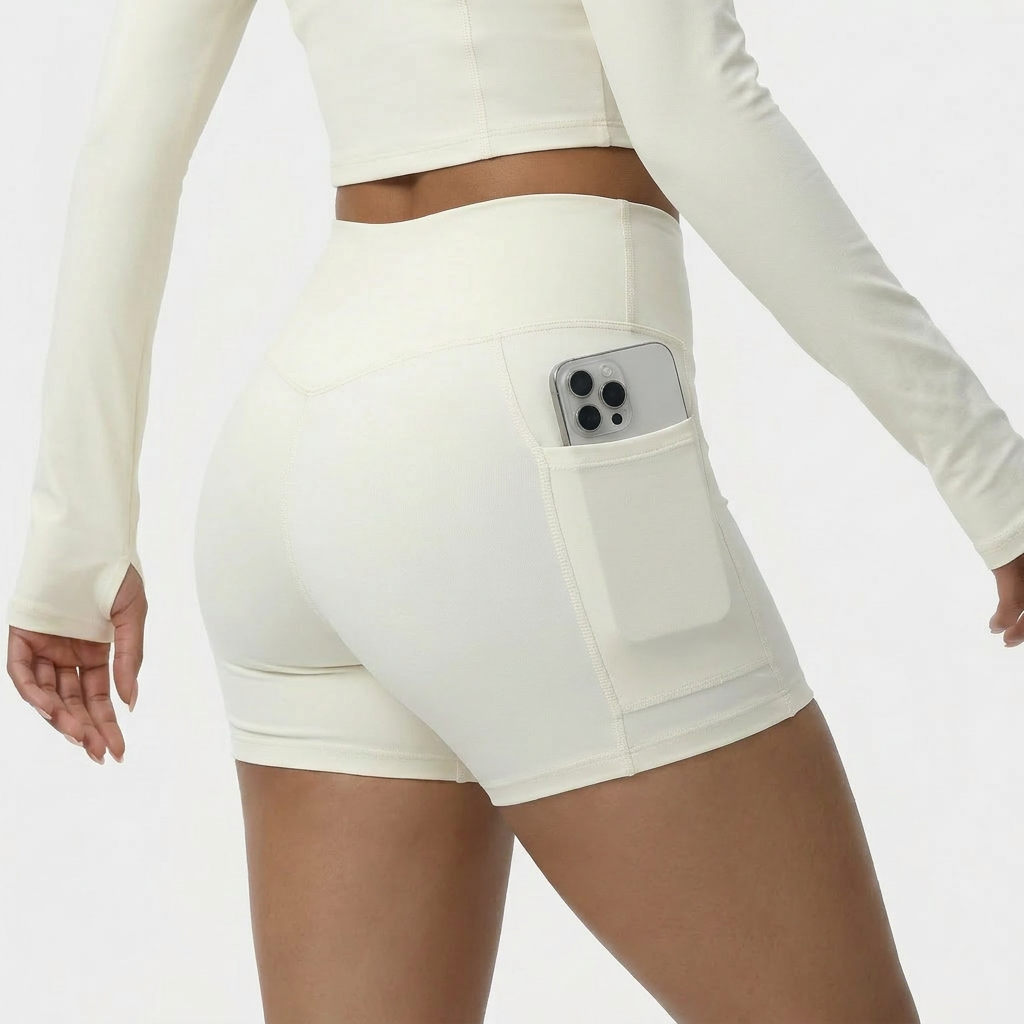 NAIRRE WOMENS JACKET & SHORTS SET WHITE CREAM