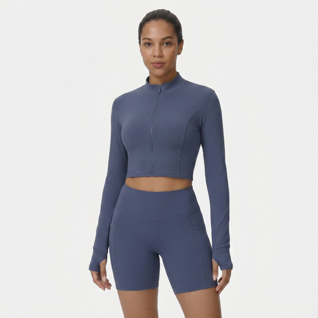 NAIRRE WOMENS JACKET & SHORTS SET BLUE