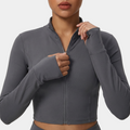 NAIRRE Cropped zip-up athletic jacket gray
