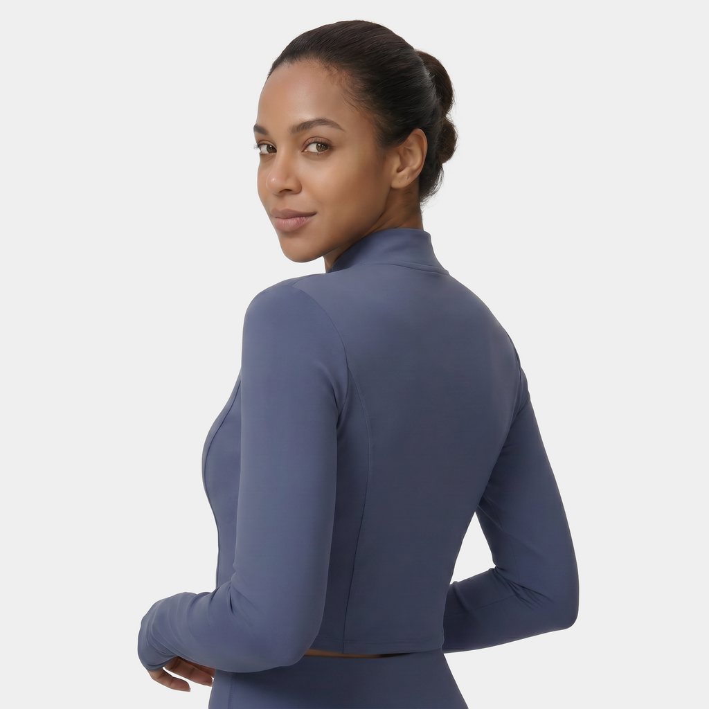 Cropped zip-up fitness jacket