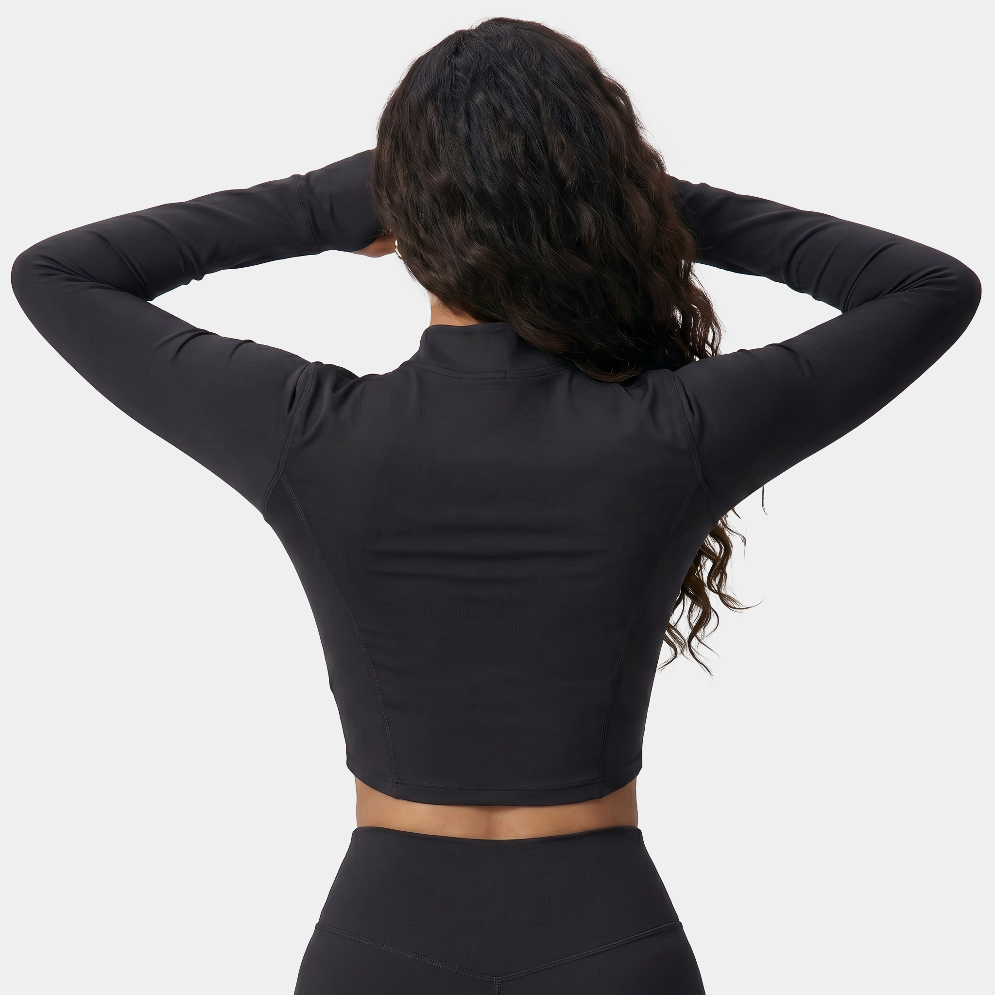 Women's cropped workout jacket black