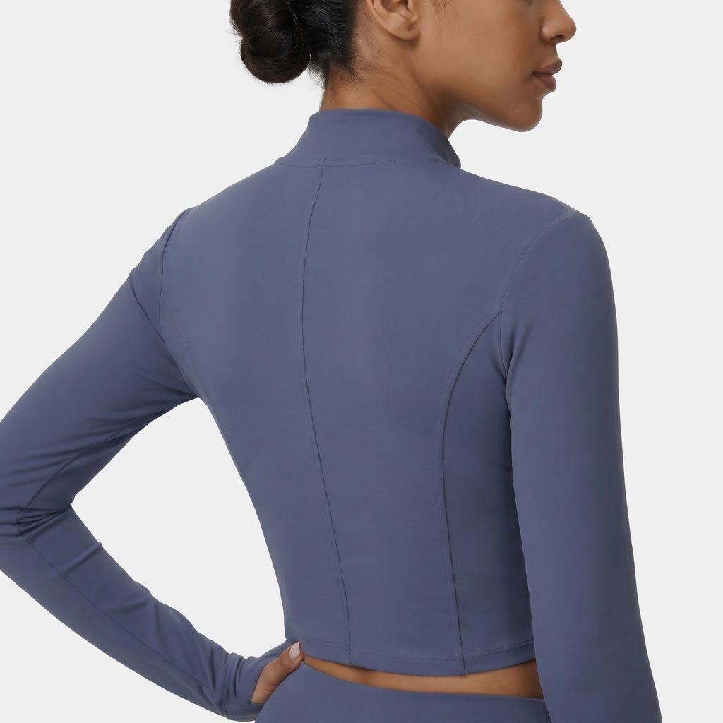 Cropped zip-up sports jacket