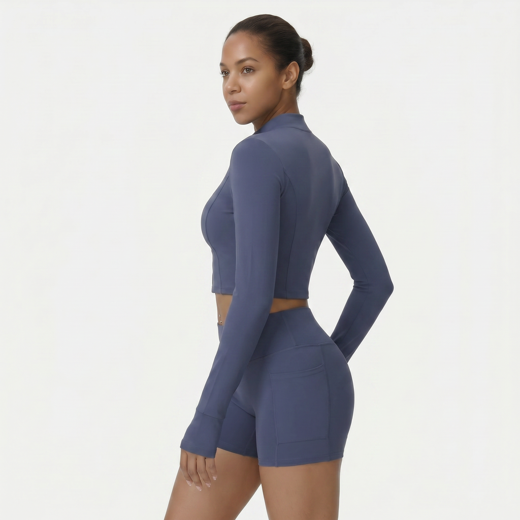 NAIRRE WOMENS JACKET & SHORTS SET BLUE