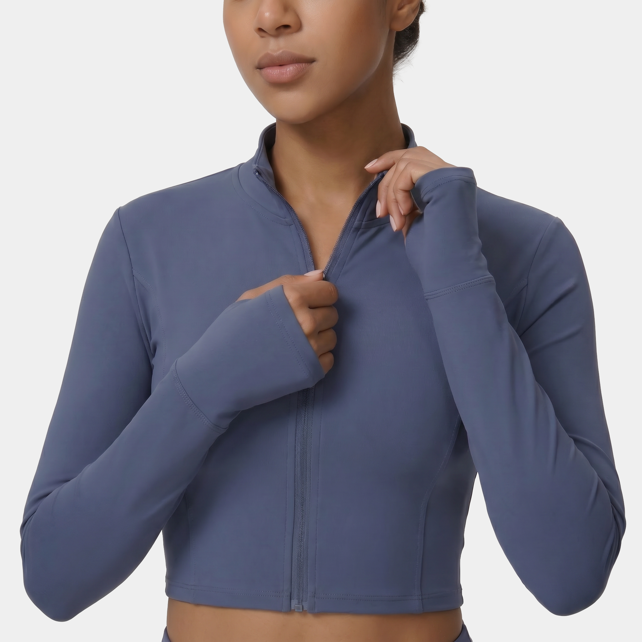 Women's Cropped zip-up athletic jacket blue
