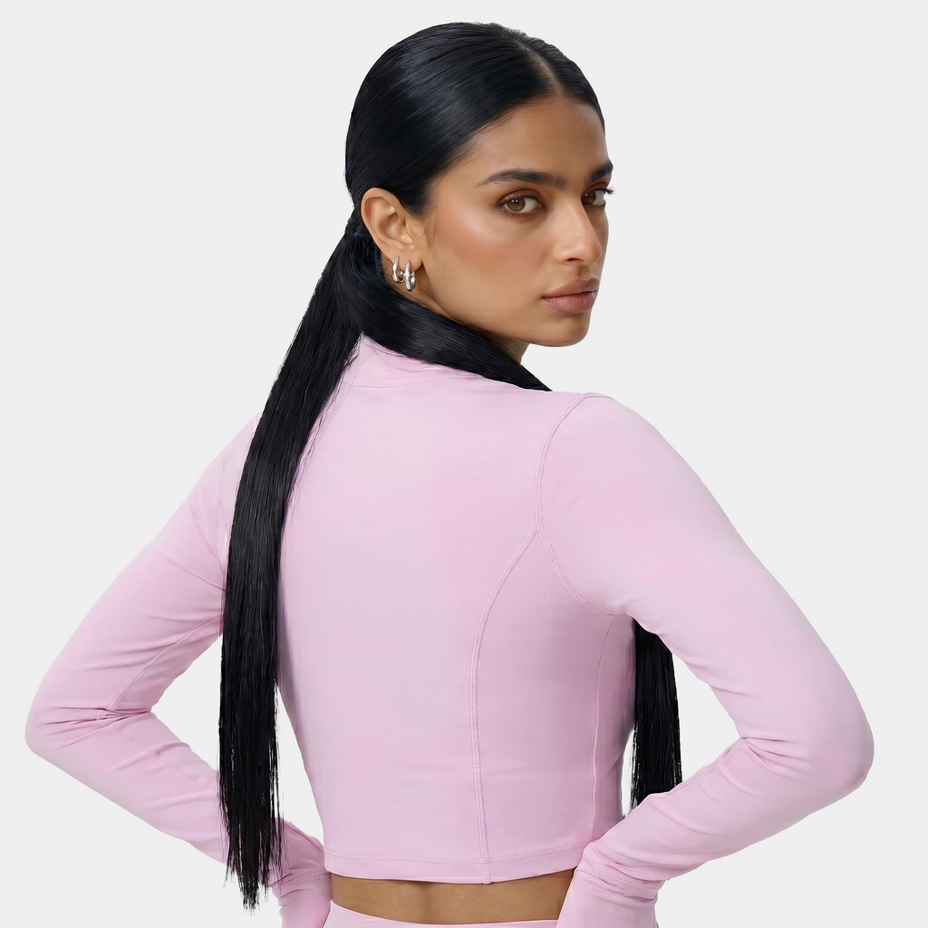 Women's pink fitness jacket with zipper