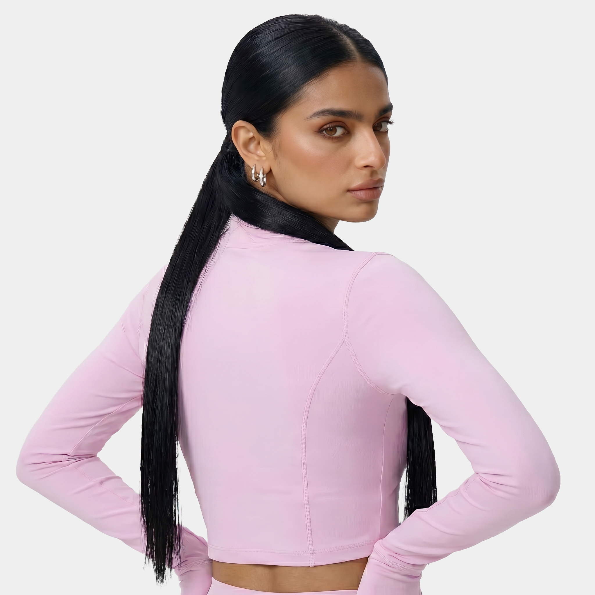 Women's pink fitness jacket with zipper