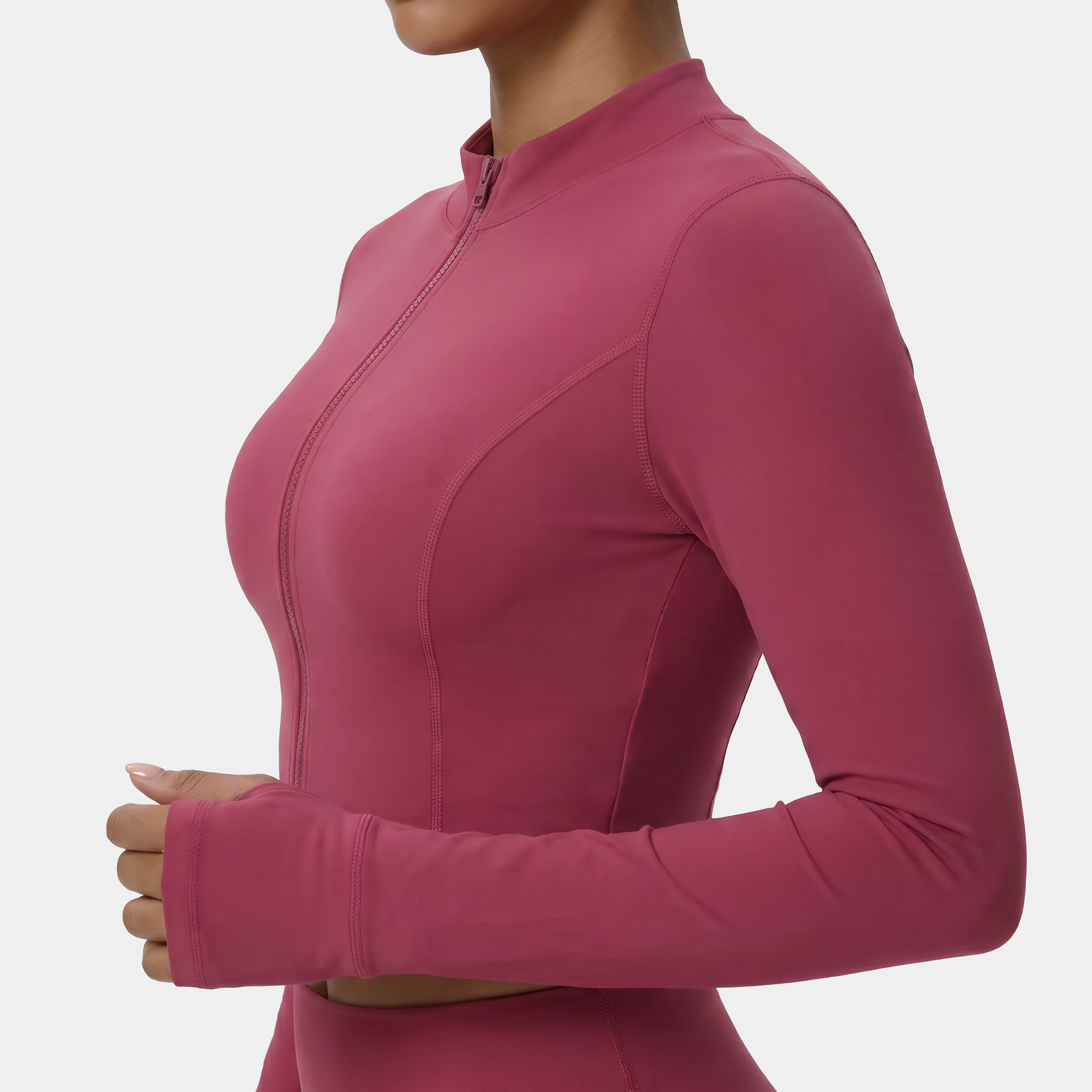 Pink long-sleeve athletic top for women