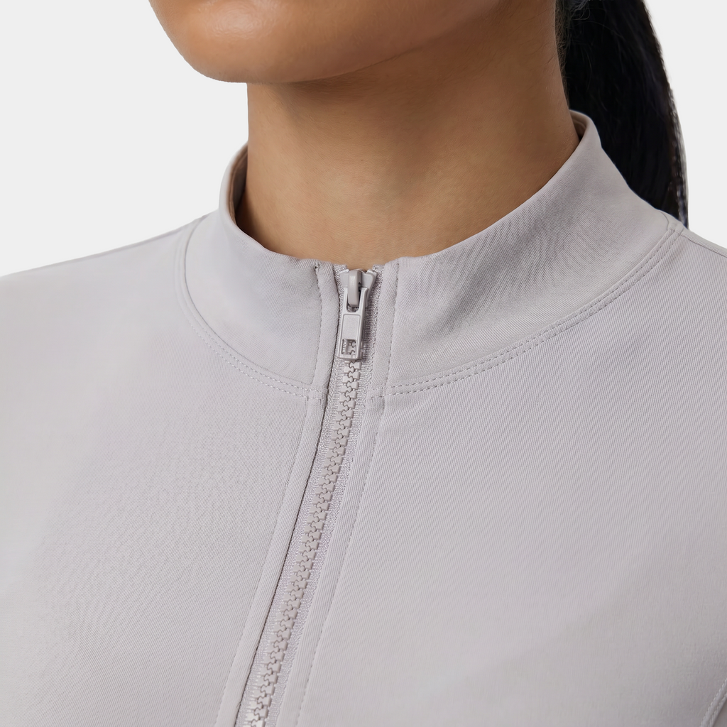 Women's zip-up sports jacket light gray