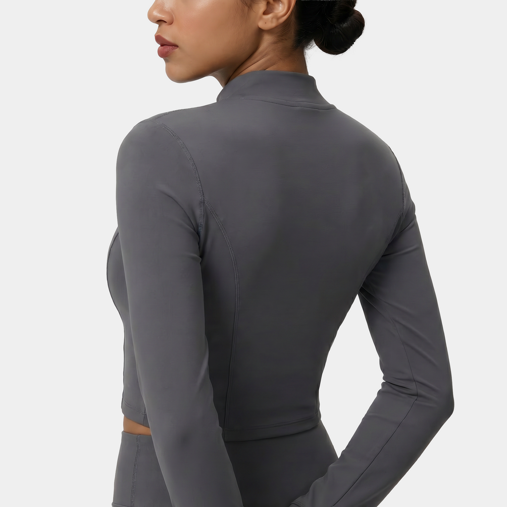 Women's Cropped zip-up athletic jacket gray