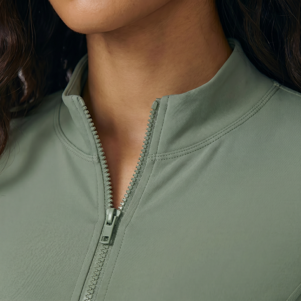 Women's Cropped zip-up athletic jacket green