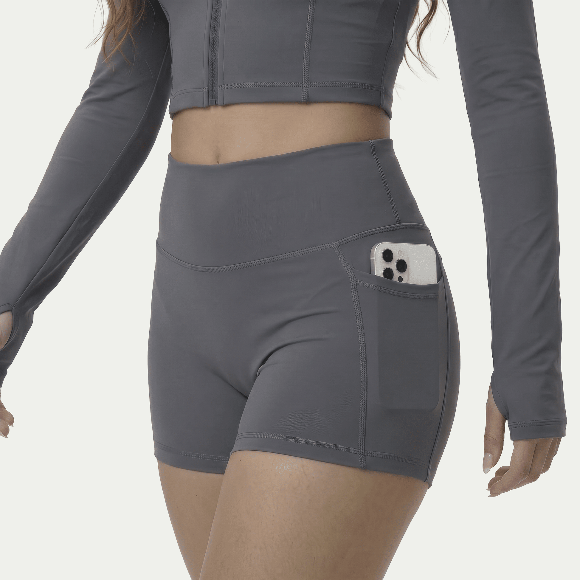 Nairre Women's Jacket & Shorts Set Gray - Nairre