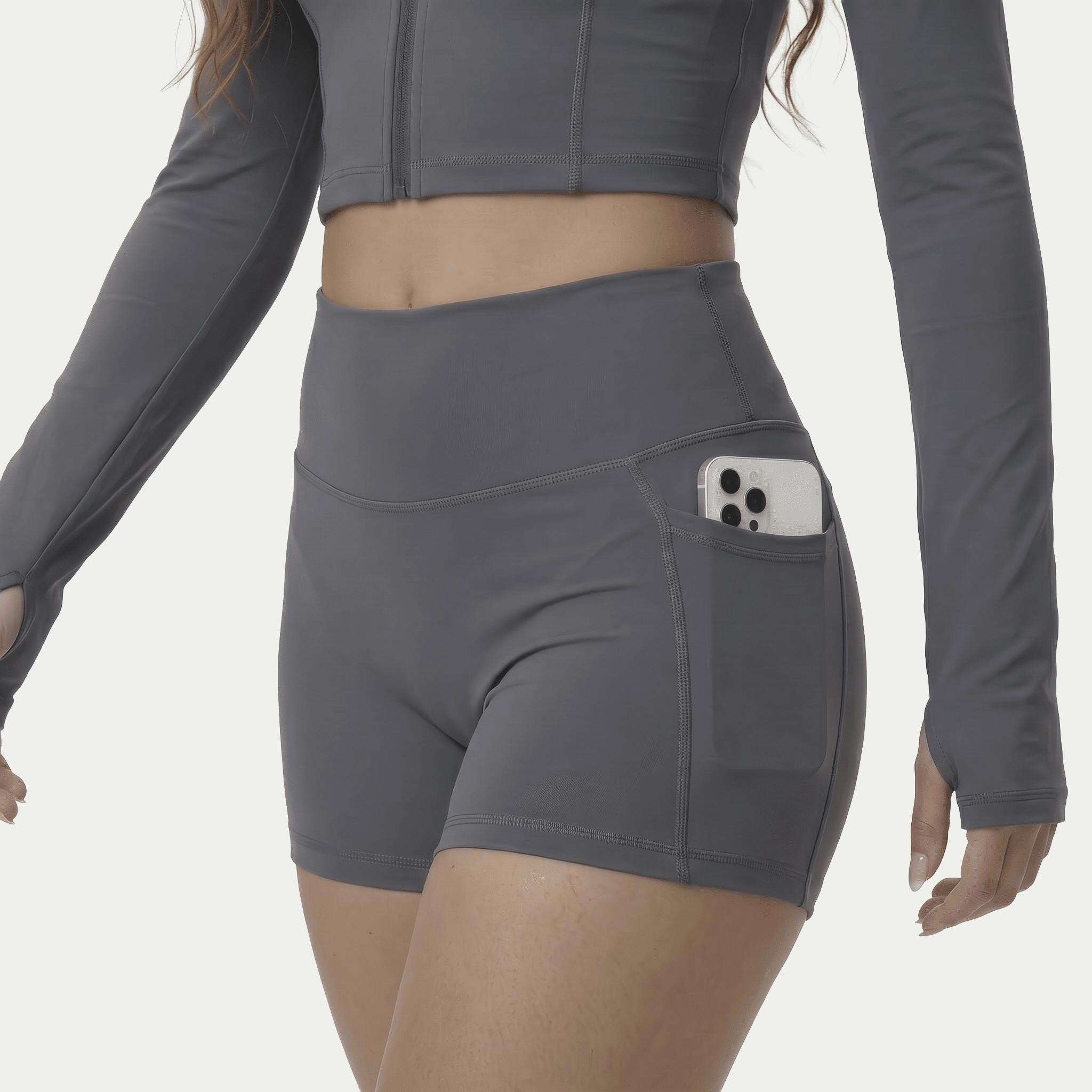 Nairre Women's Jacket & Shorts Set Gray - Nairre