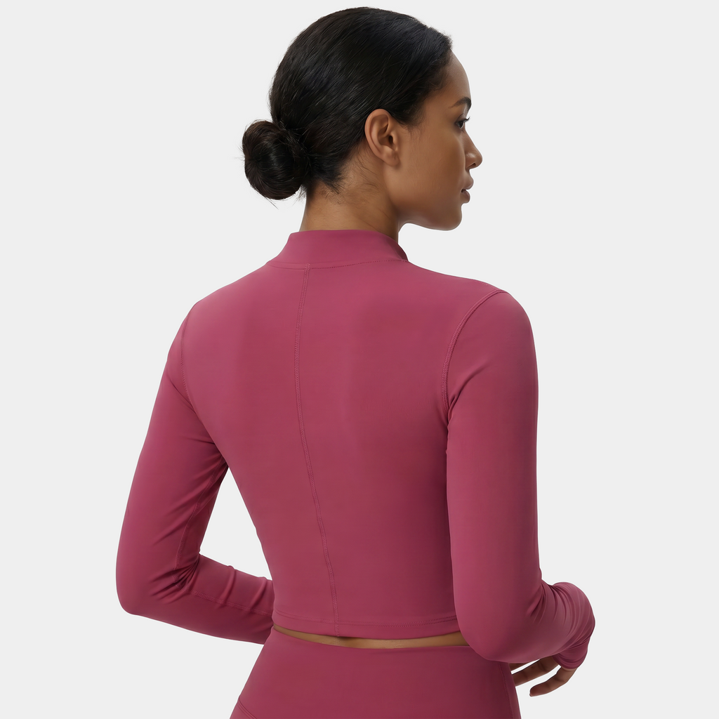 Women's Cropped zip-up athletic jacket rose pink