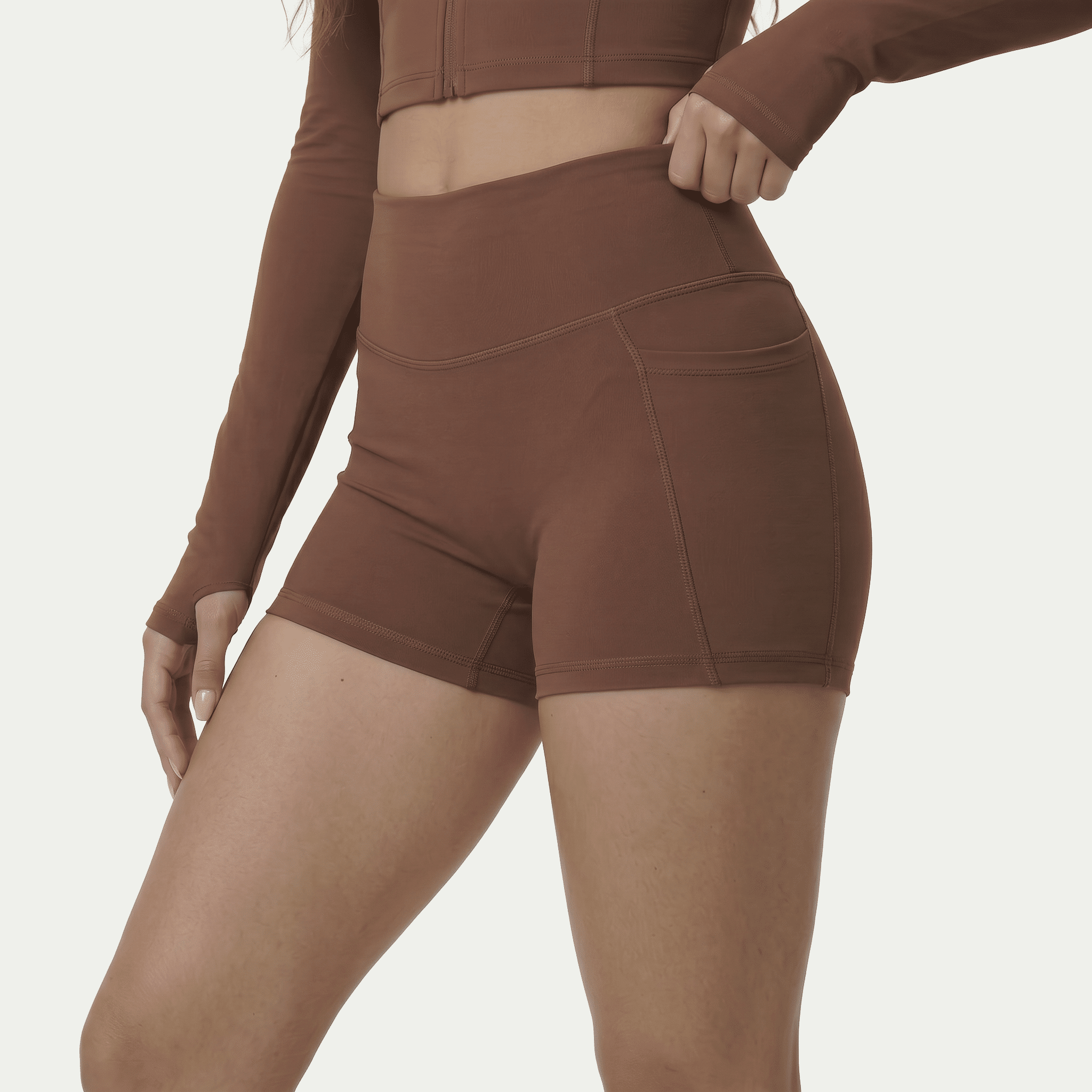 Nairre Women's Jacket & Shorts Set Brown - Nairre