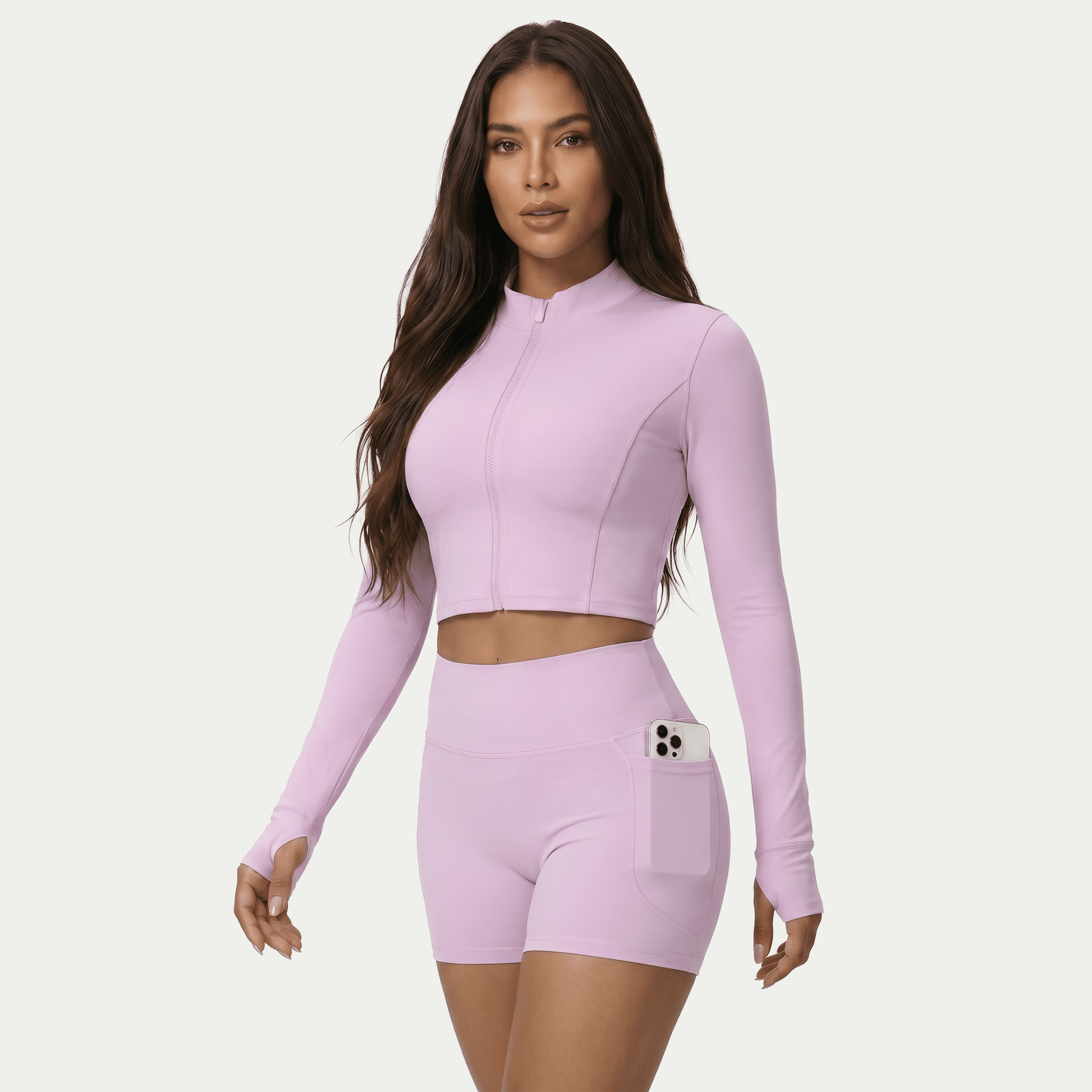 Nairre Women's Jacket & Shorts Set Light Pink - Nairre