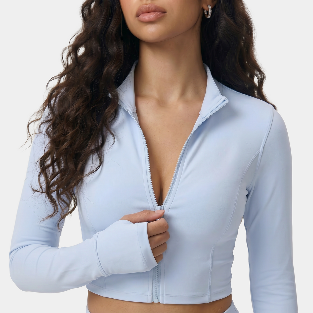 Women's zip-up sports jacket light blue