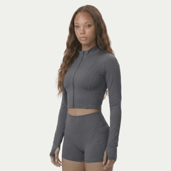 Nairre Women's Jacket & Shorts Set Gray