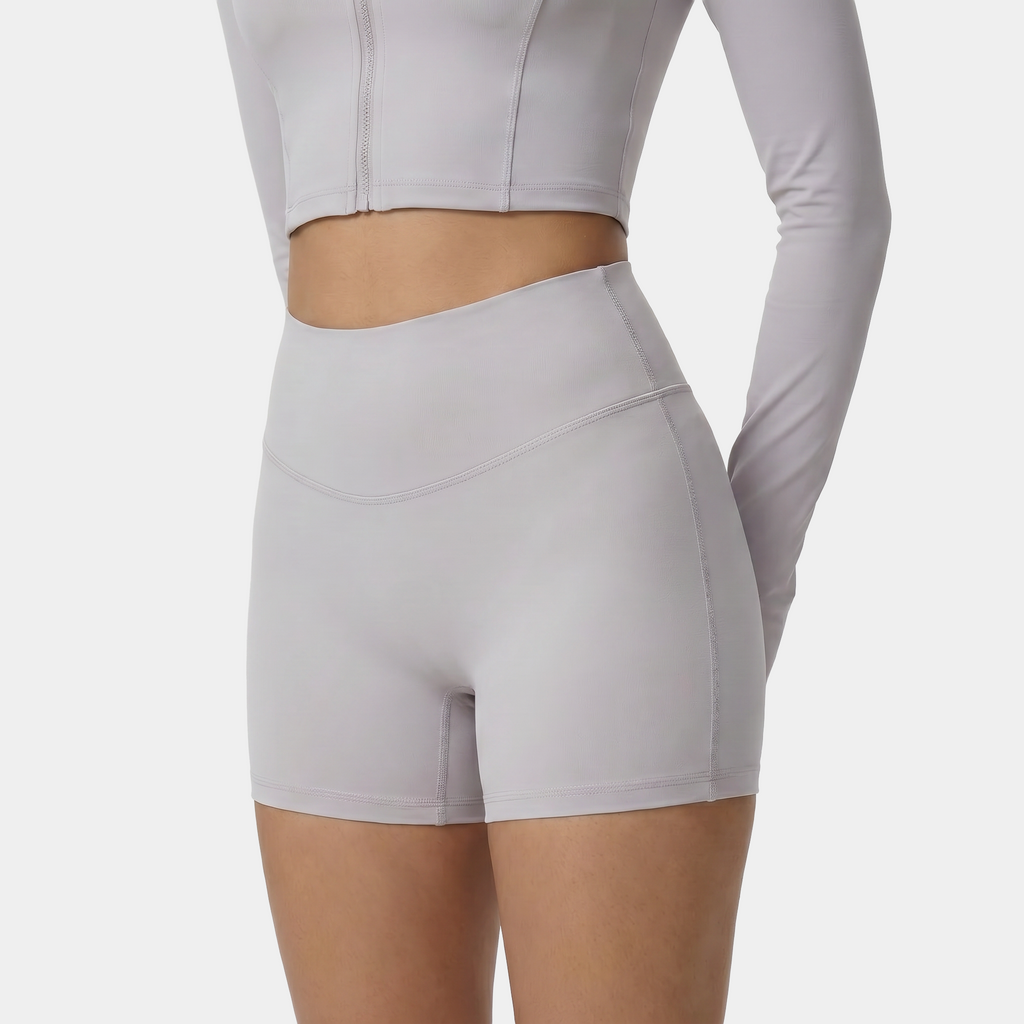 High-waisted women shorts light gray
