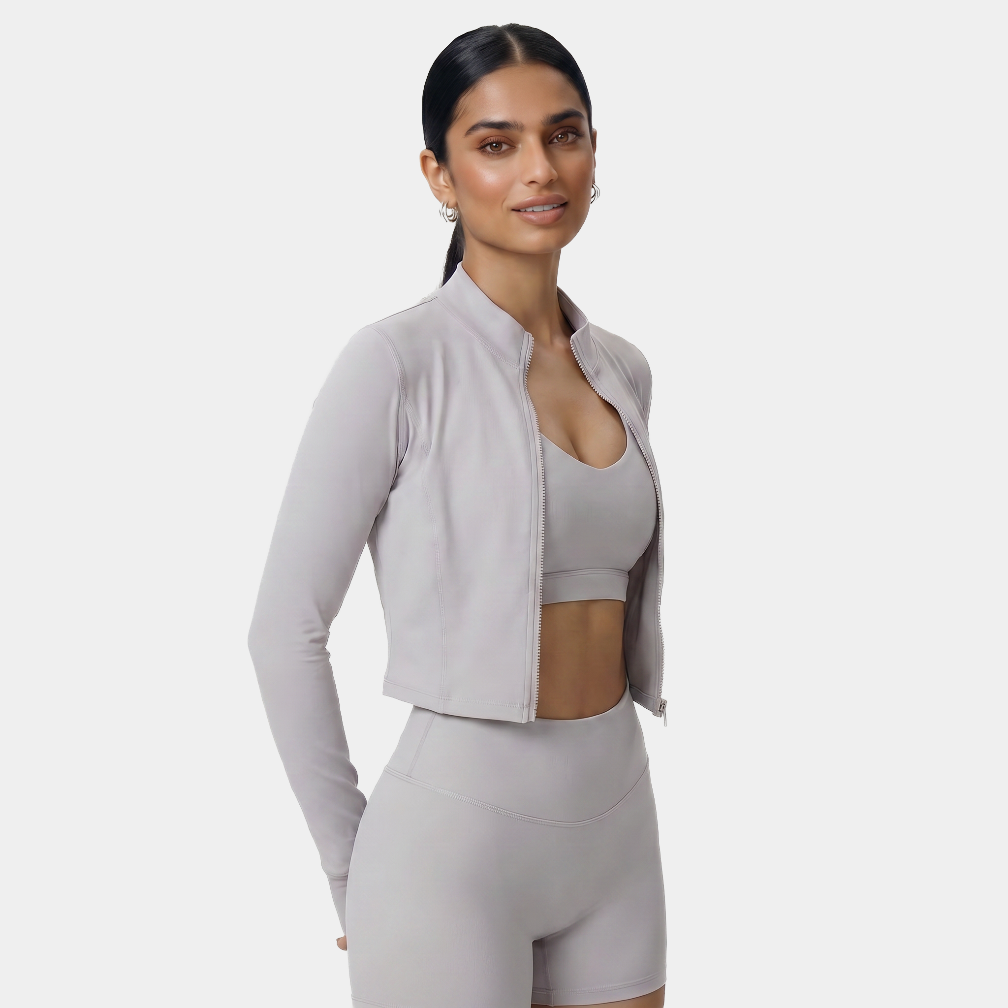 Light gray 2-piece women’s workout set Nairre