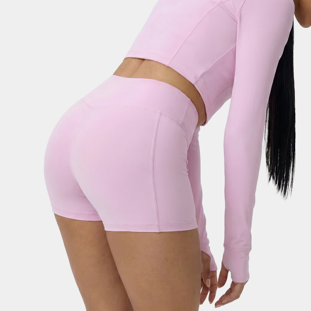 High-waisted women gym shorts pink