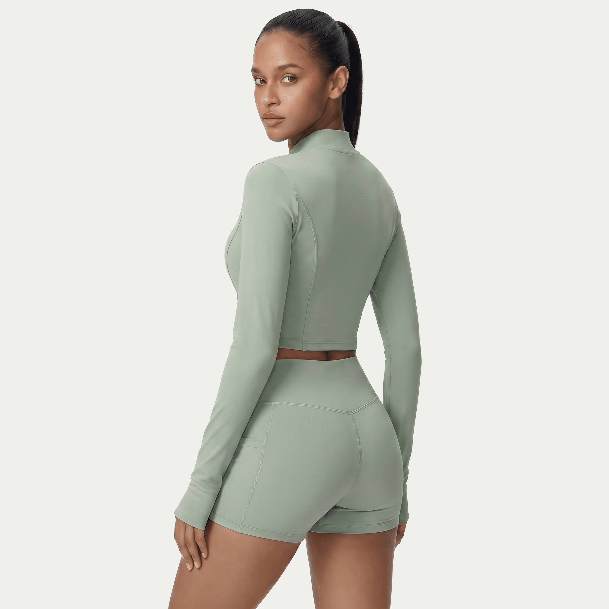 Nairre Women's Jacket & Shorts Set Sage Green - Nairre