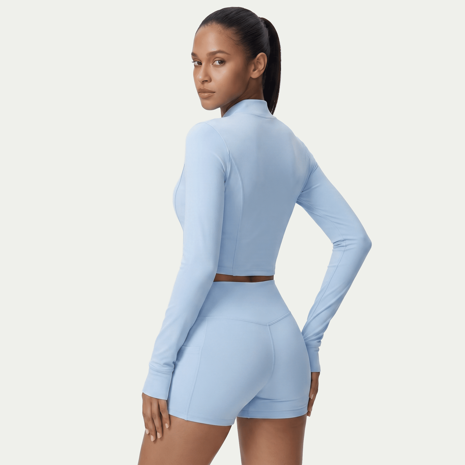 Nairre Women's Jacket & Shorts Set Light Blue - Nairre