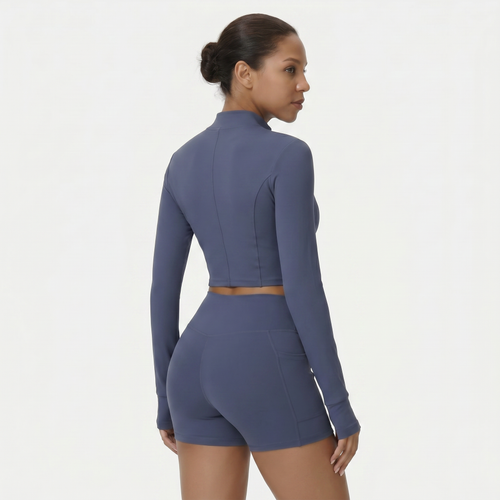 NAIRRE WOMENS JACKET & SHORTS SET BLUE