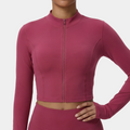 NAIRRE Cropped zip-up athletic jacket pink rose