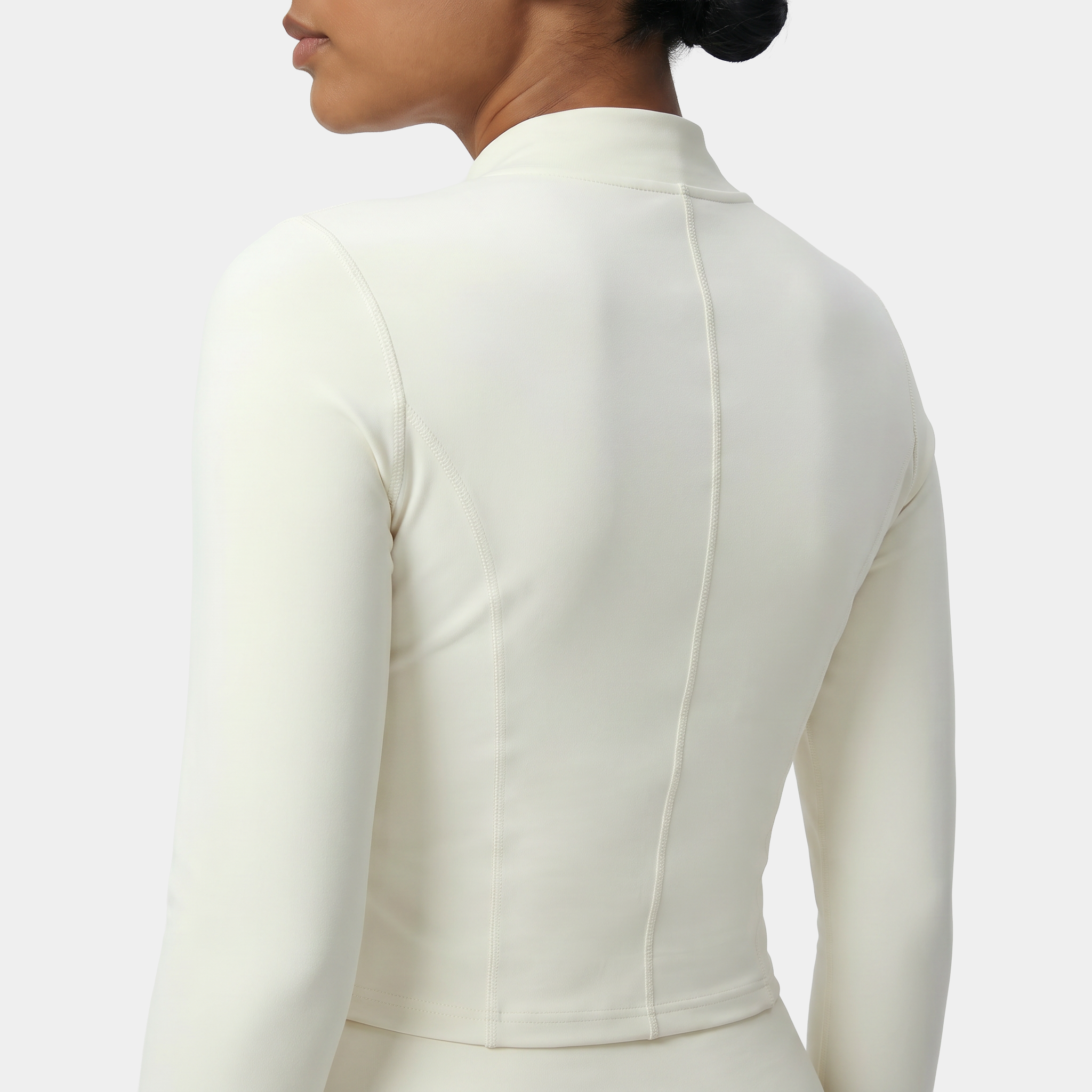 Women's zip-up workout jacket white cream