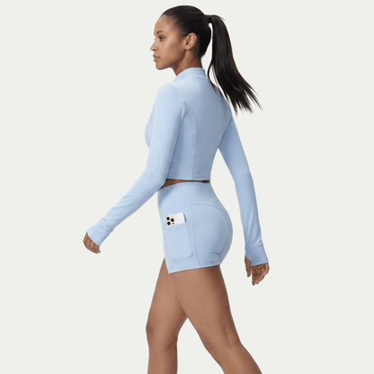 Nairre Women's Jacket & Shorts Set Light Blue - Nairre
