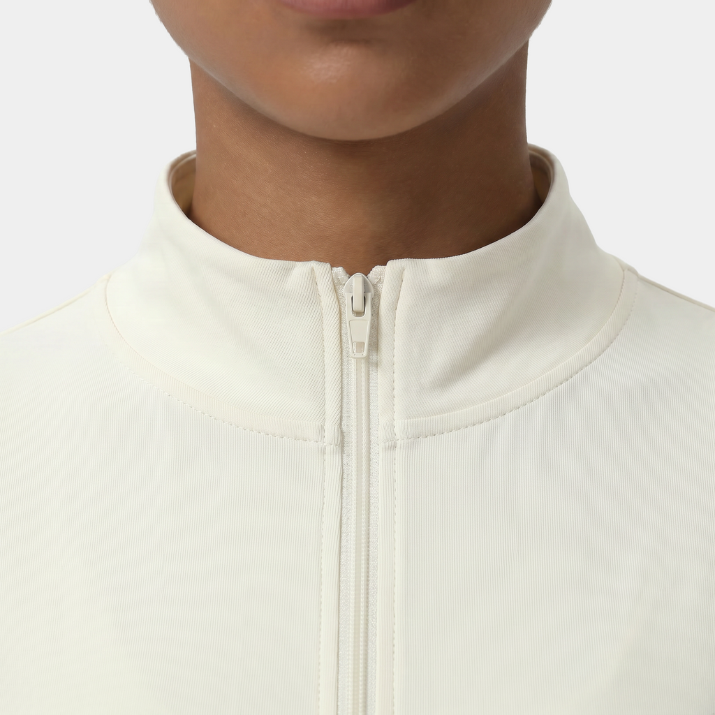 Women's zip-up sports jacket white cream