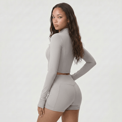 Nairre Women's Jacket & Shorts Set Light Gray