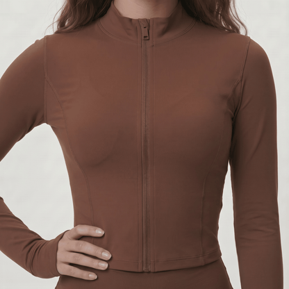 NAIRRE WOMENS JACKET & SHORTS SET BROWN - Nairre