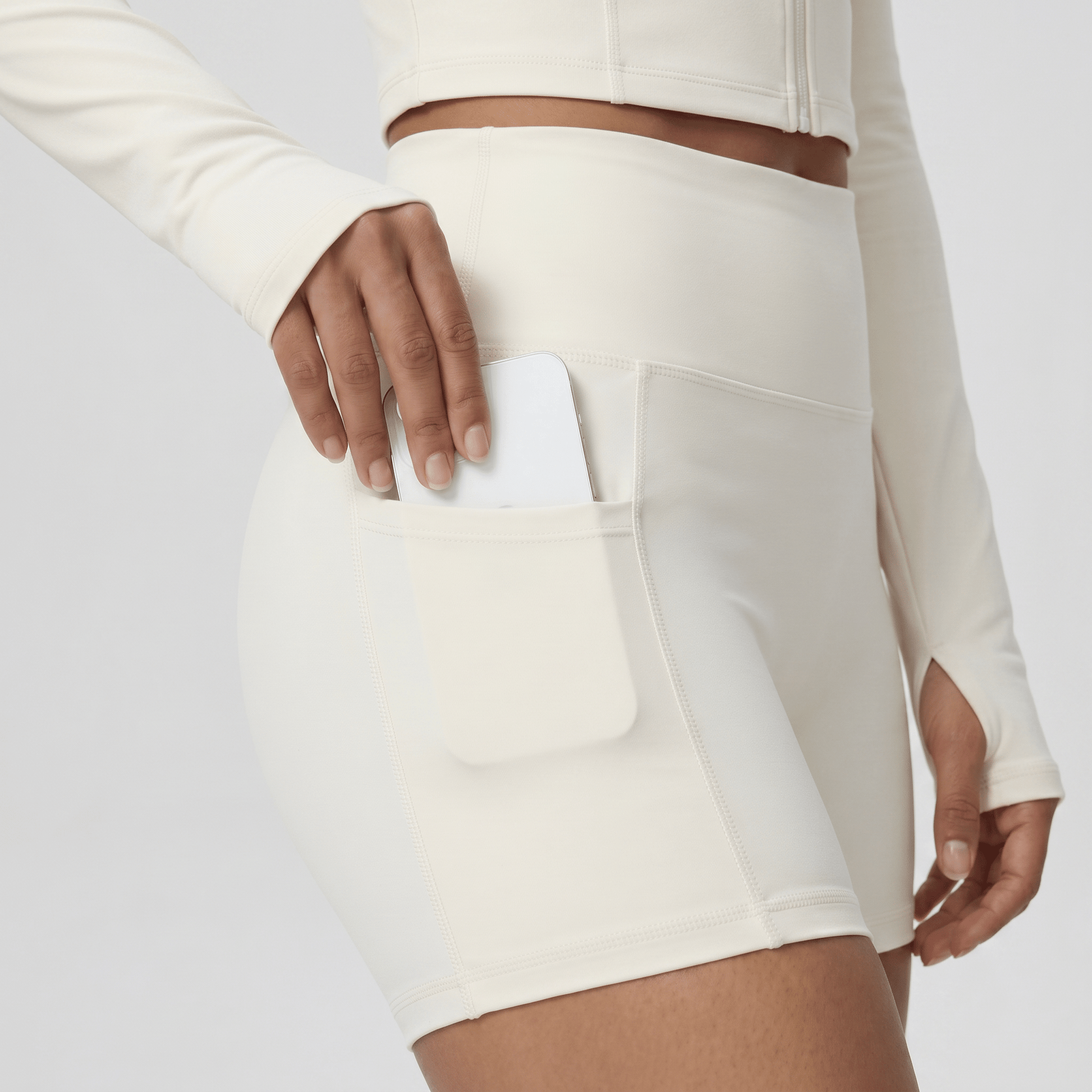 NAIRRE WOMENS JACKET & SHORTS SET WHITE CREAM - Nairre