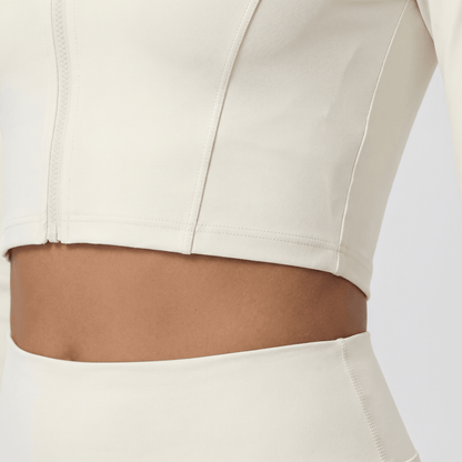 NAIRRE WOMENS JACKET & SHORTS SET WHITE CREAM - Nairre