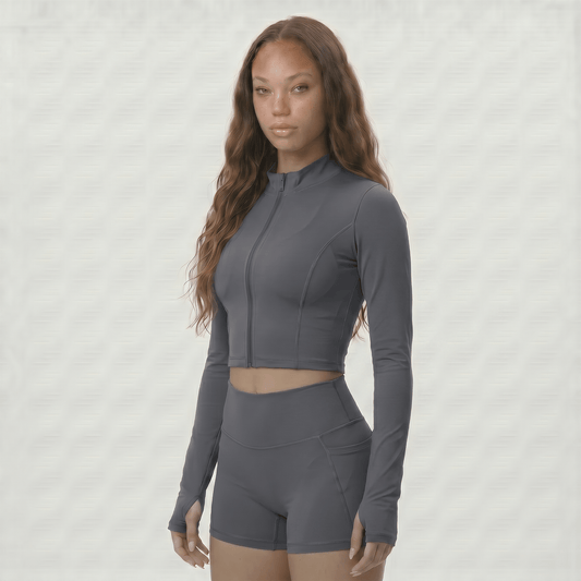 NAIRRE WOMENS JACKET & SHORTS SET GRAY - Nairre