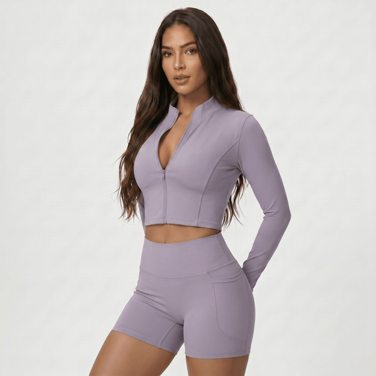 NAIRRE WOMENS JACKET & SHORTS SET PURPLE - Nairre