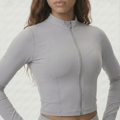 NAIRRE WOMENS JACKET & SHORTS SET LIGHT GRAY - Nairre