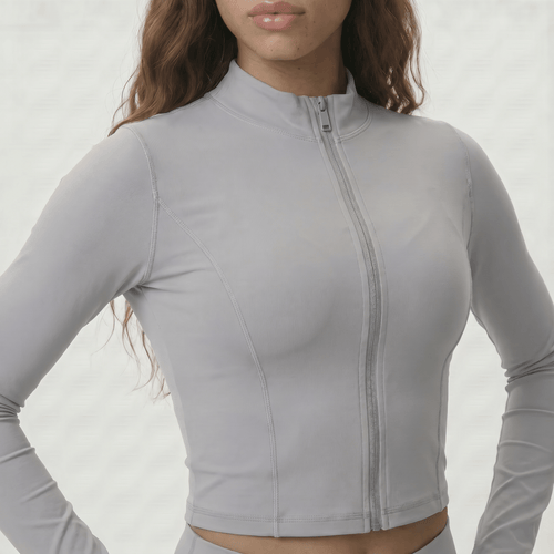 NAIRRE WOMENS JACKET & SHORTS SET LIGHT GRAY - Nairre
