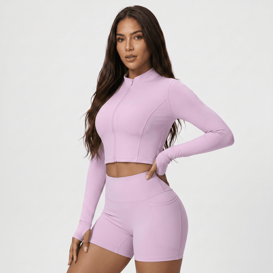 NAIRRE WOMENS JACKET & SHORTS SET LIGHT PINK - Nairre