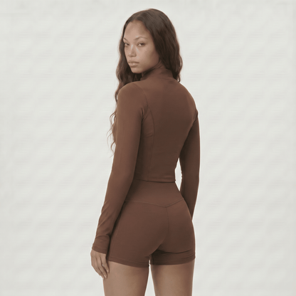 NAIRRE WOMENS JACKET & SHORTS SET BROWN - Nairre