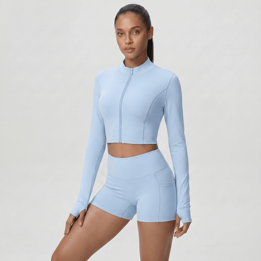 NAIRRE WOMENS JACKET & SHORTS SET LIGHT BLUE - Nairre
