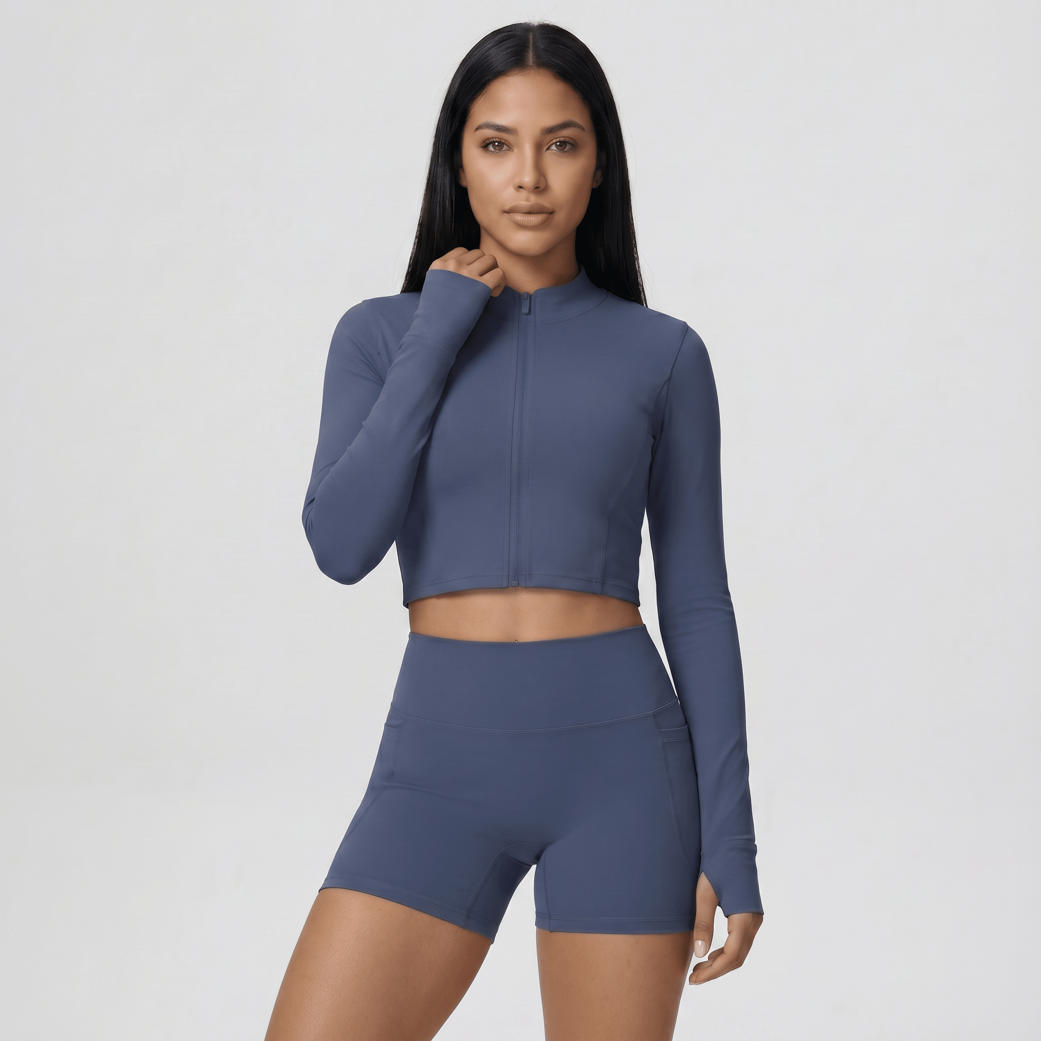 NAIRRE WOMENS JACKET & SHORTS SET BLUE - Nairre