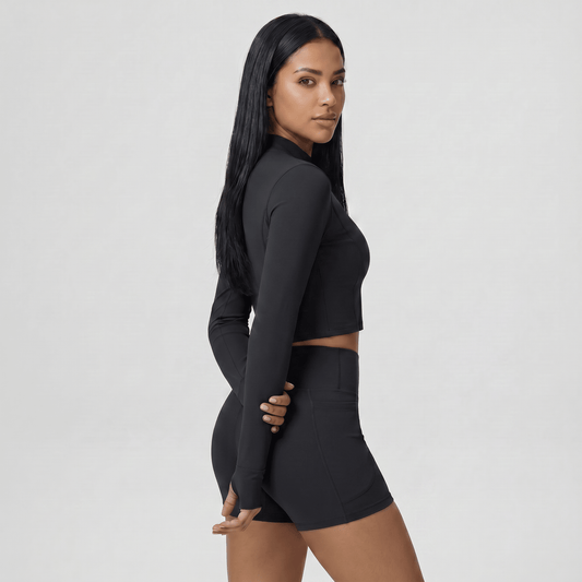NAIRRE WOMENS JACKET & SHORTS SET BLACK - Nairre